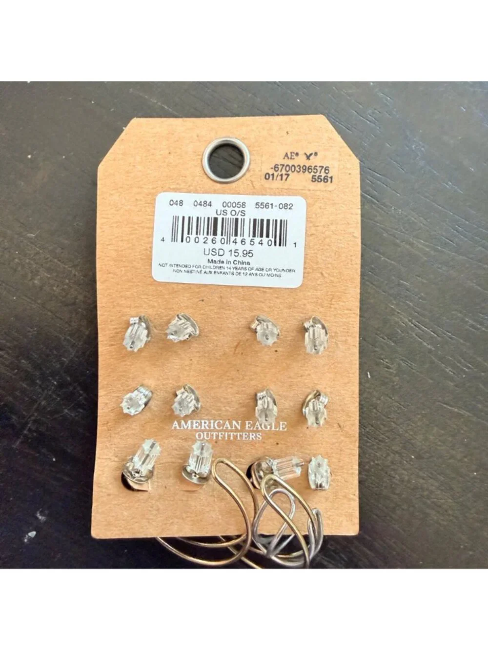 American Eagle Outfitters‎ AEO 6 Earring Set Mixed Metal Stud Hoop Minimalist